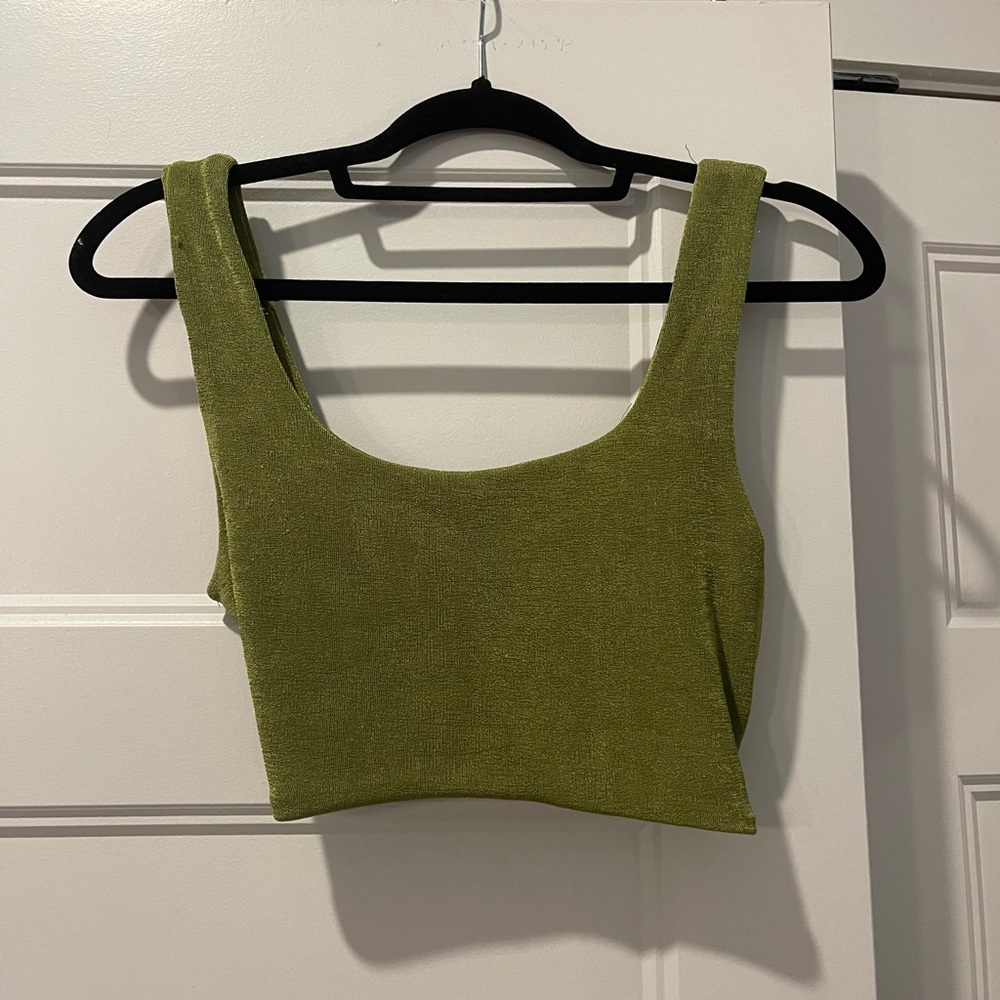 Green Crop Top with Twist in Back